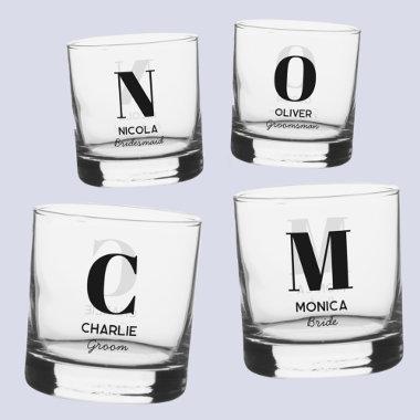 Monogram Initial Name Personalized Wedding Party Whiskey Glass