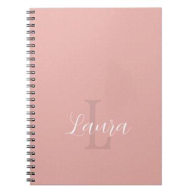 Monogram name personalized blush pink girly notebook