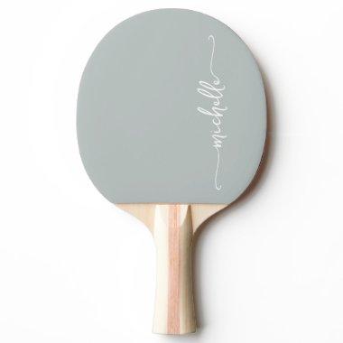 Monogram Name Signature Script Sage Green Ping Pong Paddle