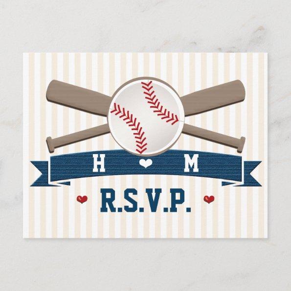 Monogrammed Baseball Wedding RSVP PostInvitations