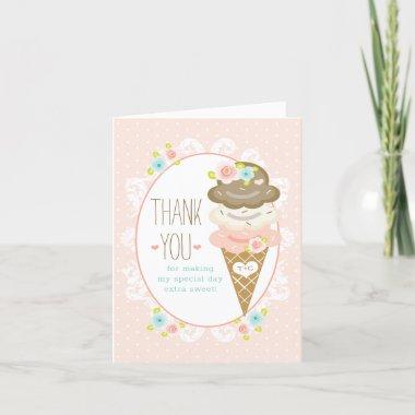 Monogrammed Floral Ice Cream Cone Shower Thank You