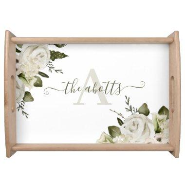 Monogrammed Watercolor Floral Serving Tray