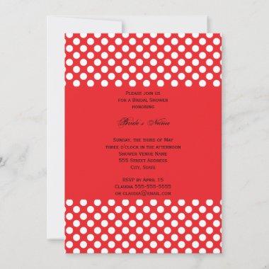 Monogrammed White and Red Polka Dot Bridal Shower Invitations