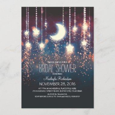 Moon Stars & String Lights Bridal Shower Invitations