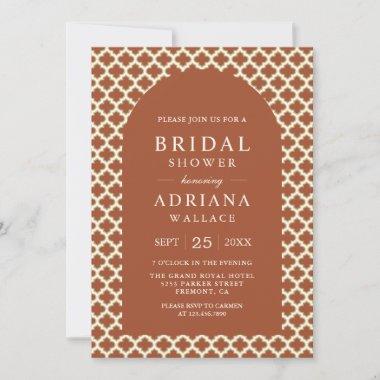 Moroccan Quatrefoil Terracotta Arch Bridal Shower Invitations