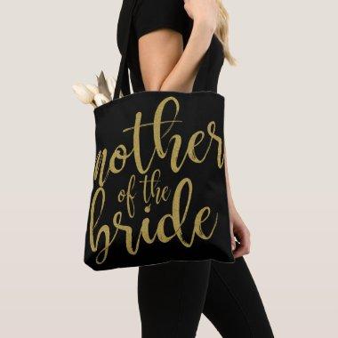 Mother of the Bride Gold Glitter Calligraphy Tote Bag