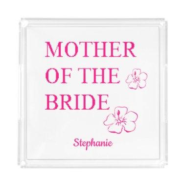 Mother Of The Bride Wedding Gift Pink Floral Acrylic Tray