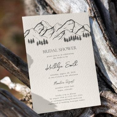 Mountain Pine Tree Rustic Outdoor Bridal Shower Invitations