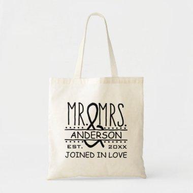 Mr and Mrs Personalized Wedding Last Name Date Tote Bag