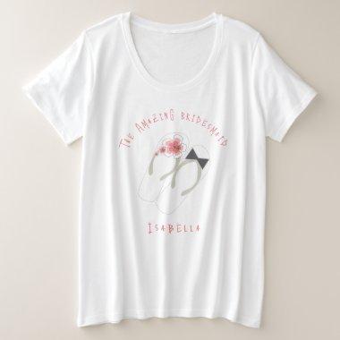 Mr & Mrs Flip Flops Pink Hibiscus Beach Wedding Plus Size T-Shirt
