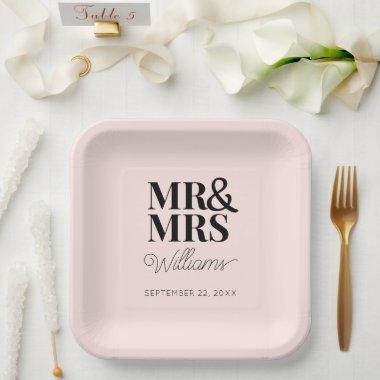Mr & Mrs Minimal Simple Modern Disposable Paper Plates