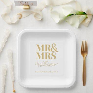 Mr & Mrs Minimal Simple Modern Disposable Paper Plates