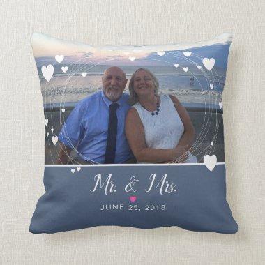 Mr & Mrs Photo Keepsake Wedding Throw Pillow