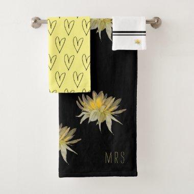 Mrs. Bridal Wedding Gift Sunflower Bath Towel Set