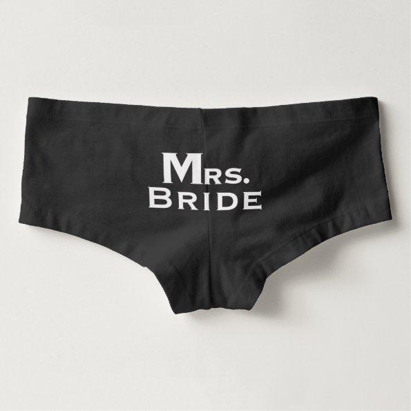 Mrs Bride Newlywed Black Boyshorts Underwear