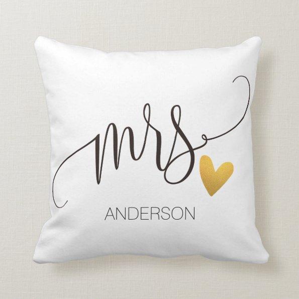 Mrs.|Mr.& Mrs.| Calligraphy|Personlized Wedding-2 Throw Pillow