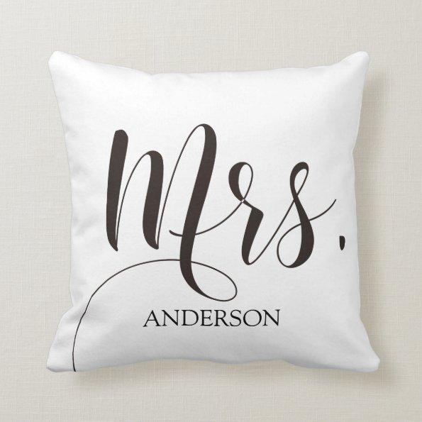 Mrs.|Mr.& Mrs.| Calligraphy|Personlized Wedding Throw Pillow
