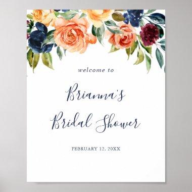 Multicolor Elegant Floral Bridal Shower Welcome Poster
