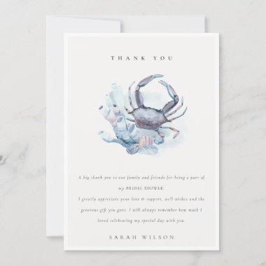 Muted Underwater Crab Coral Nautical Bridal Shower Thank You Invitations