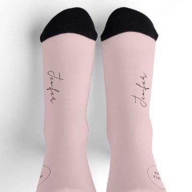 Name script personalized pink wedding favor socks