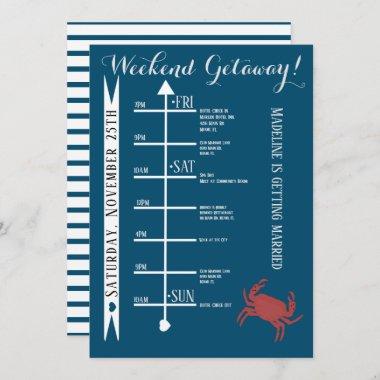 Nautical Crab Bachelorette Weekend Getaway Invitations