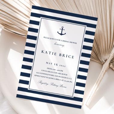 Nautical Navy Anchor Bridal Shower Invitations