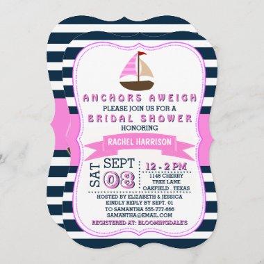 Nautical Sail Boat Beach Bridal Shower Invitations