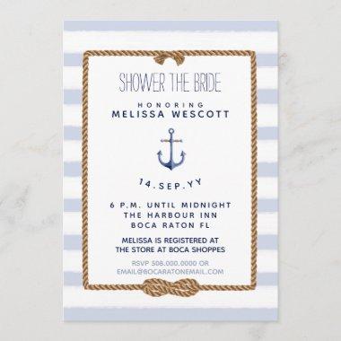 Nautical Shower the Bride Infinity Knot Blue Invitations