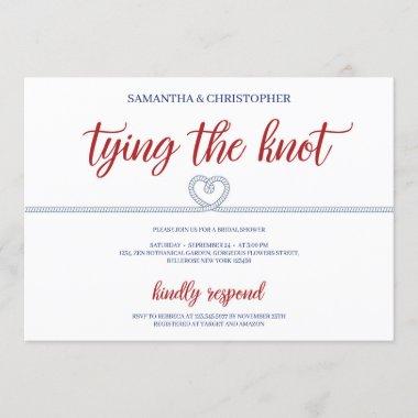 Nautical tied the knot elopement bridal shower Invitations