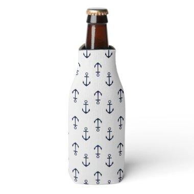 Navy anchor, patterned, nautical bottle cooler