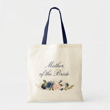Navy and blush floral Mother of the Bride Tote Bag