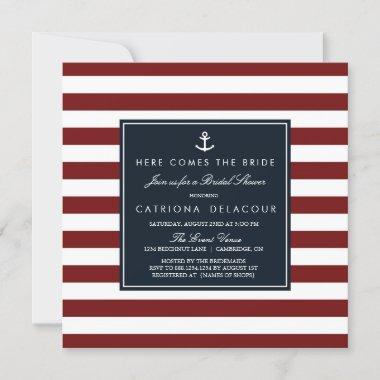 Navy and Red Nautical Bridal Shower Invitations