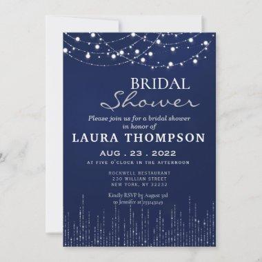 navy blue Bridal shower invitation Invitations lights