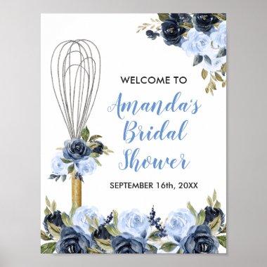 Navy Floral Soon to be Whisked Away Bridal Shower Poster