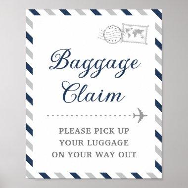 Navy Gray Baggage Claim Travel Airline Favor Table Poster