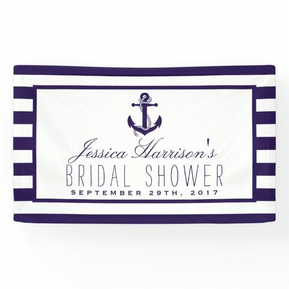 Navy Stripe Nautical Anchor Bridal Shower Banner
