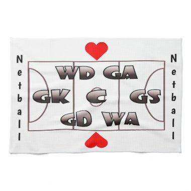 Netball Court and Positions Heart Design Kitchen Towel