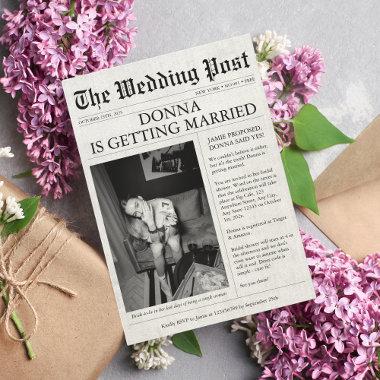 Newspaper Unique Funny Bridal Shower Bachelorette Invitations