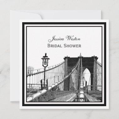 NYC Skyline Brooklyn Bridge #2 SQ Bridal Shower Invitations