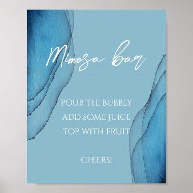 Ocean blue aquamarine watercolor Mimosa bar Poster