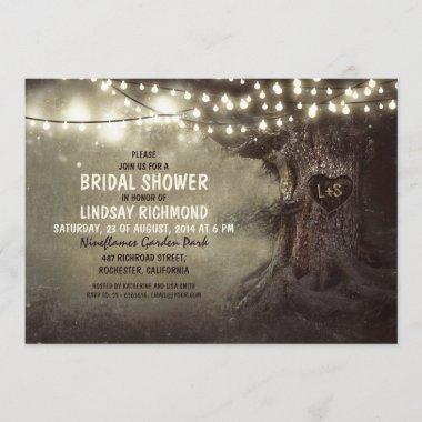 old oak tree twinkle lights bridal shower Invitations