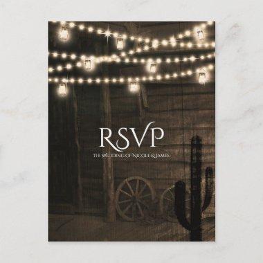 Old Western Saloon Rustic Wedding RSVP Invitation PostInvitations