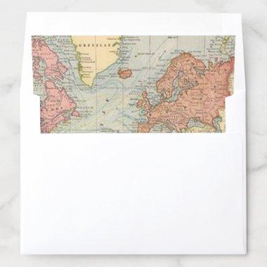 Old World Style Travel Map Envelope Liner