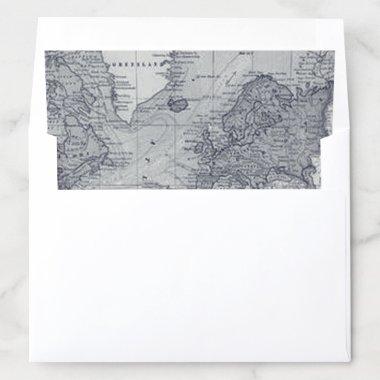 Old World Style Travel Map Envelope Liner