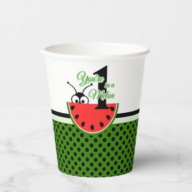 One in a Melon Picnic Ant with Watermelon Paper Cu Paper Cups