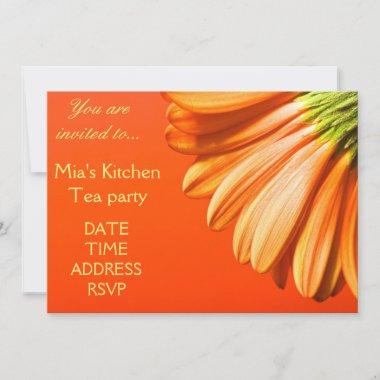 Orange and yellow Gerbera flower bridal shower Invitations