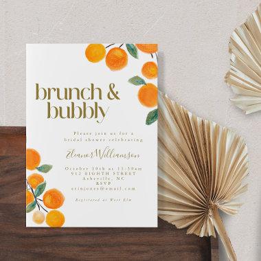 Orange Citrus Fruit Bridal Shower Brunch Bubbly Invitations