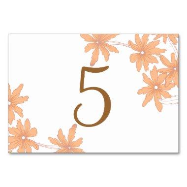 Orange Daisies on White Table Numbers