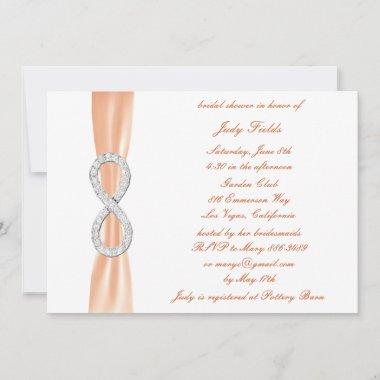 Orange Diamond Infinity Bridal Shower Invitations