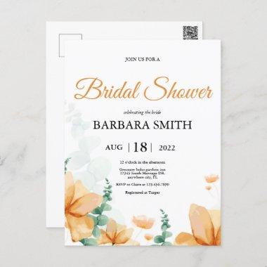 Orange Flowers Eucalyptus Wedding Bridal Shower In PostInvitations